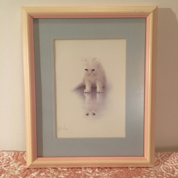 Framed Kitten Reflection Print - Picture 1 of 4